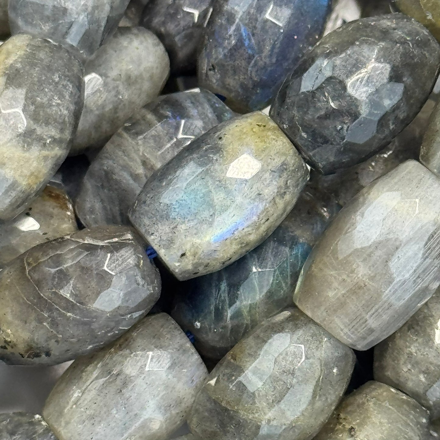Labradorite Faceted Barrel-Shaped Gemstone Beads (A Quality)