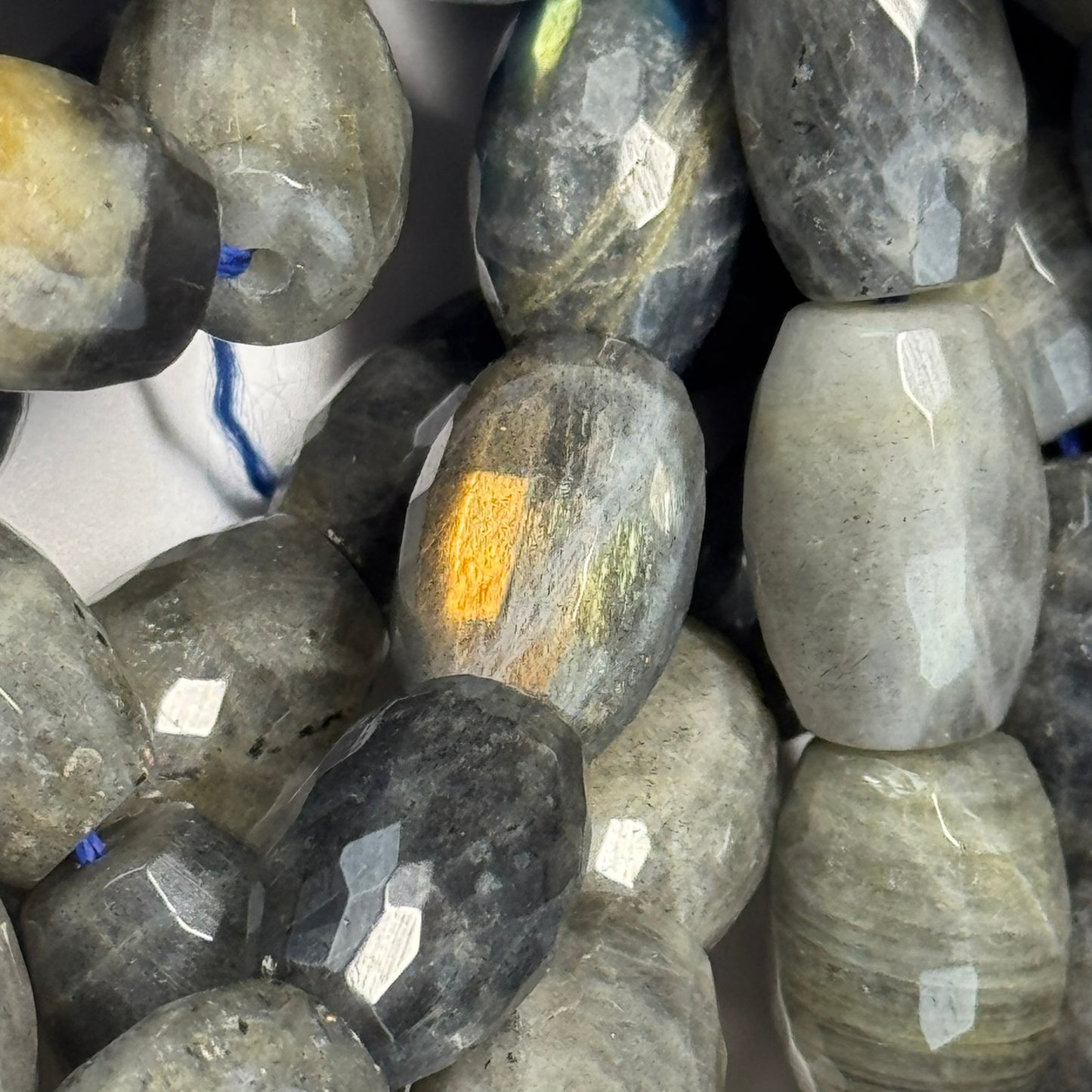 Labradorite Faceted Barrel-Shaped Gemstone Beads (A Quality)