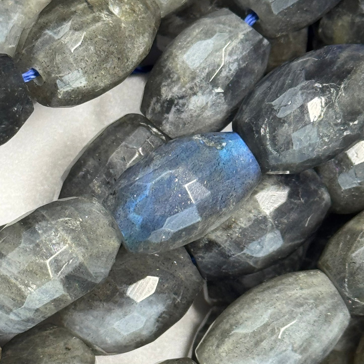 Labradorite Faceted Barrel-Shaped Gemstone Beads (A Quality)