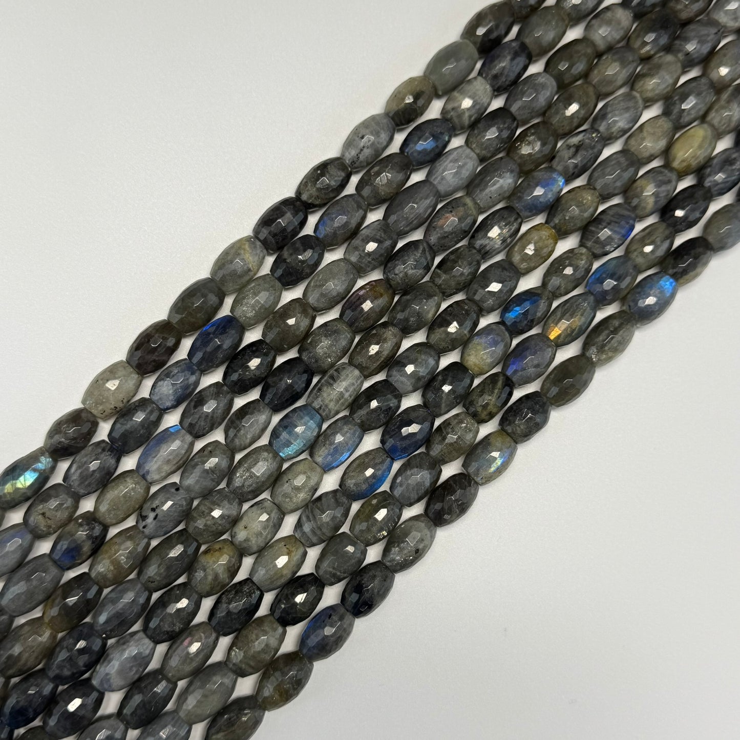 Labradorite Faceted Barrel-Shaped Gemstone Beads (A Quality)