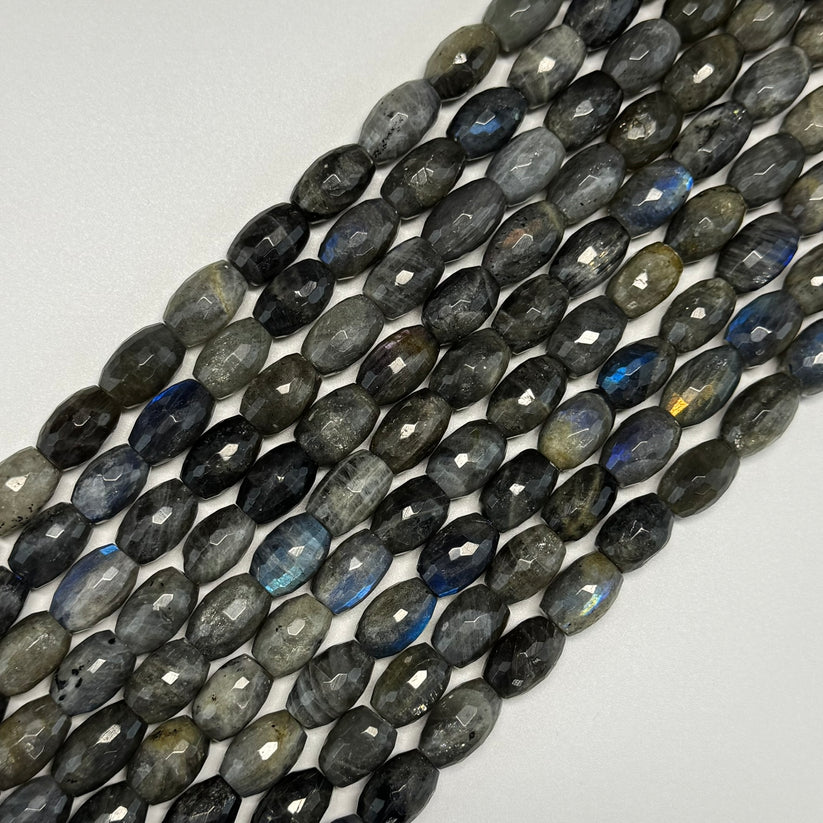 Barrel Faceted Natural Gemstone Beads