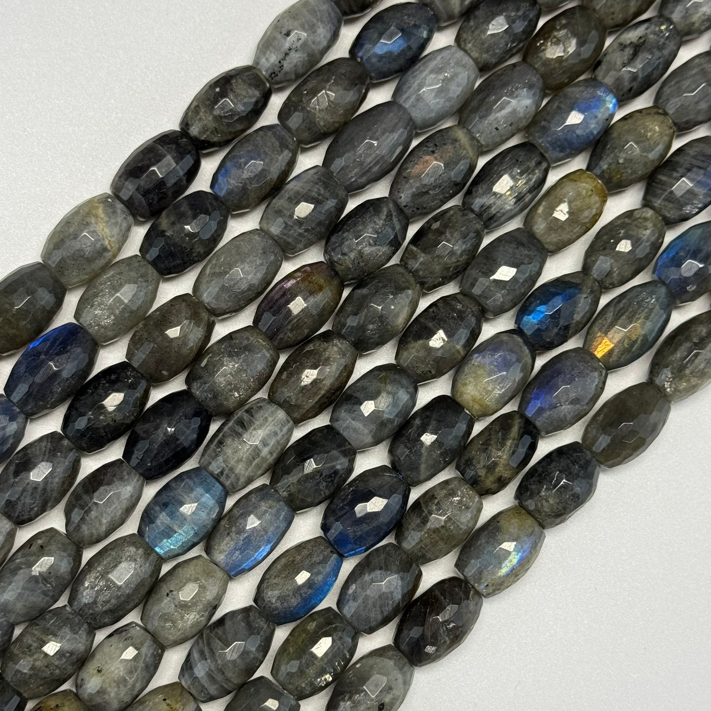 Labradorite Faceted Barrel-Shaped Gemstone Beads (A Quality)