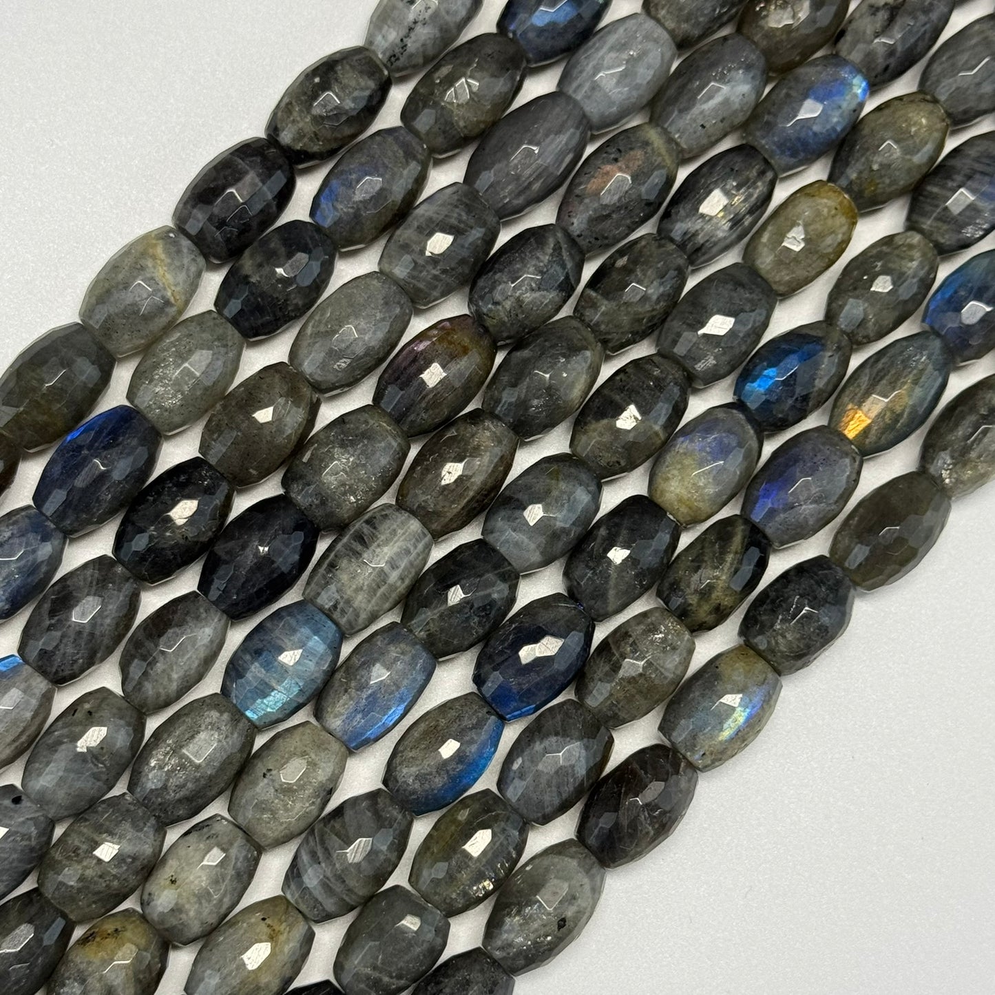 Labradorite Faceted Barrel-Shaped Gemstone Beads (A Quality)