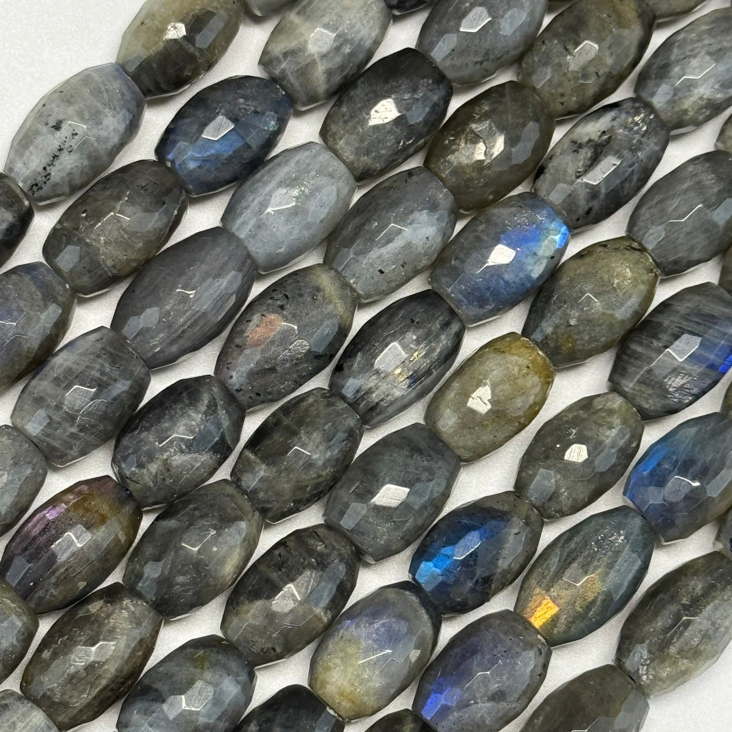 Labradorite Faceted Barrel-Shaped Gemstone Beads (A Quality)