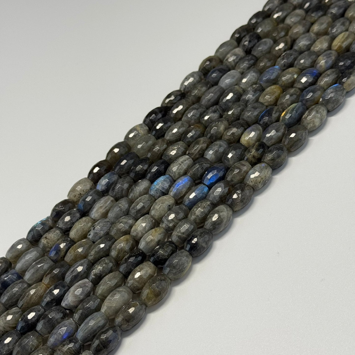 Labradorite Faceted Barrel-Shaped Gemstone Beads (A Quality)