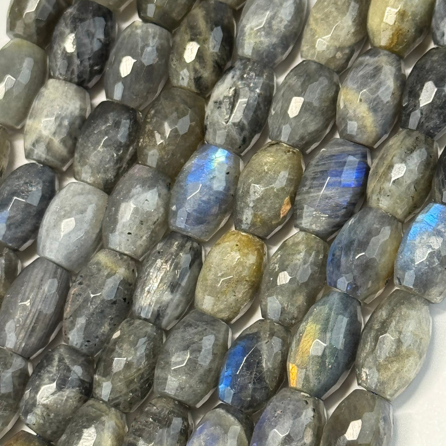 Labradorite Faceted Barrel-Shaped Gemstone Beads (A Quality)