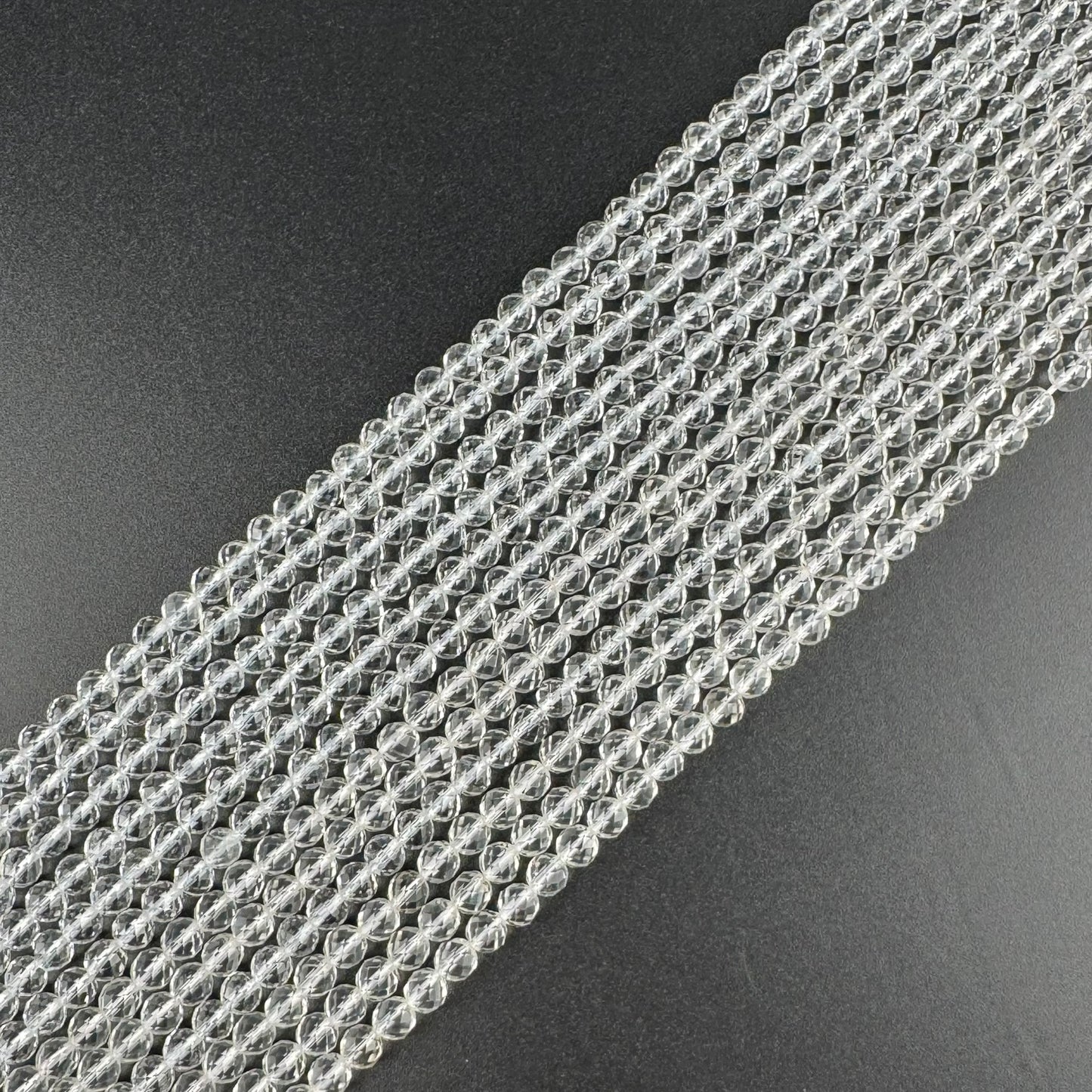 Micro-Faceted & Diamond-Cut Clear Quartz Gemstone Beads - (AAA Quality)
