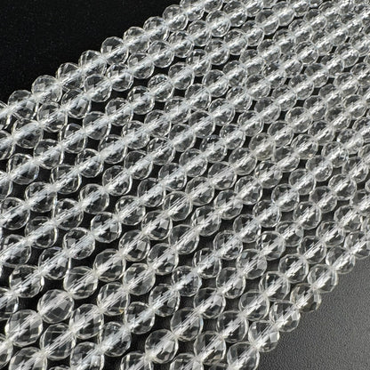 Clear Quartz Micro-Faceted Gemstone Beads - (AAA Quality)