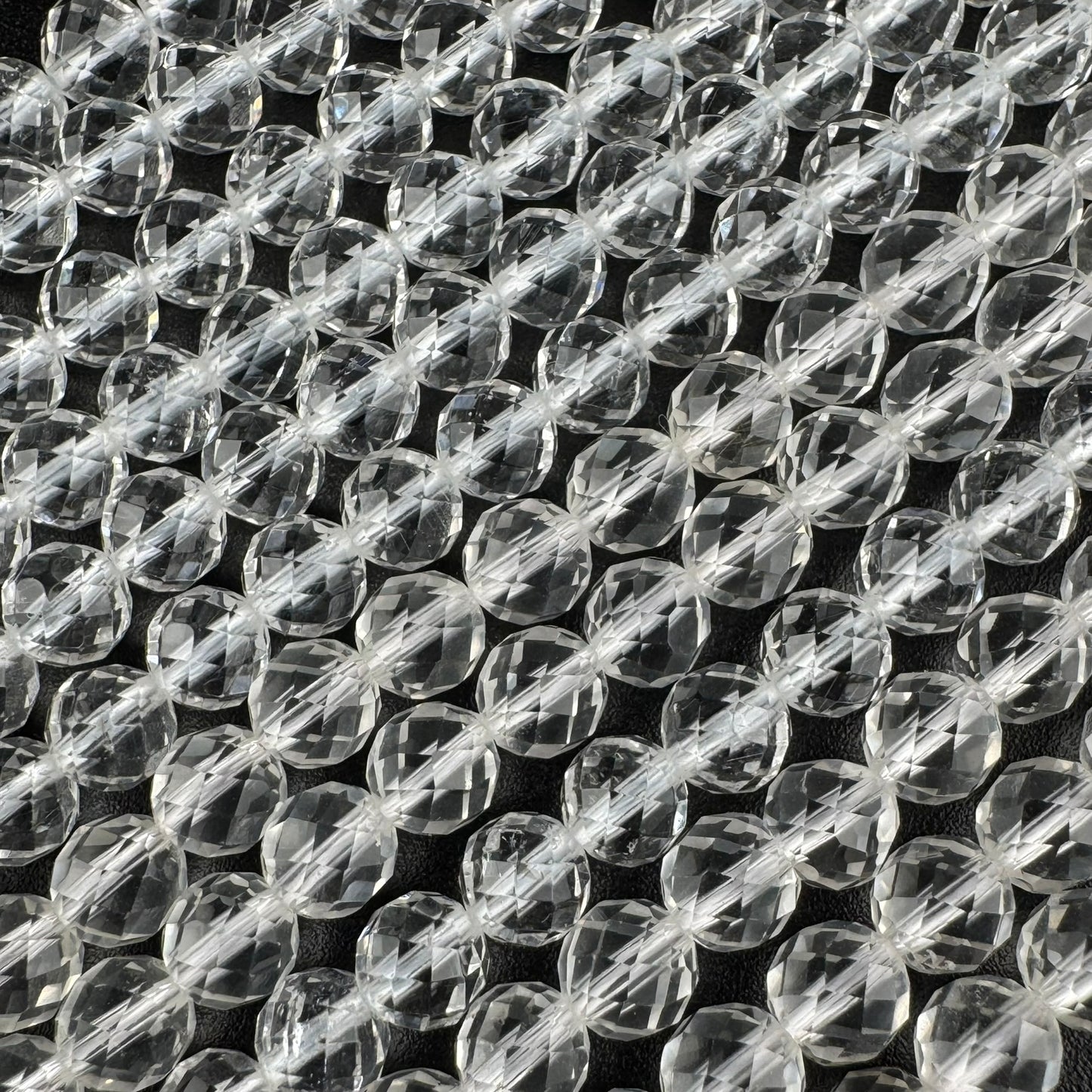 Micro-Faceted & Diamond-Cut Clear Quartz Gemstone Beads - (AAA Quality)