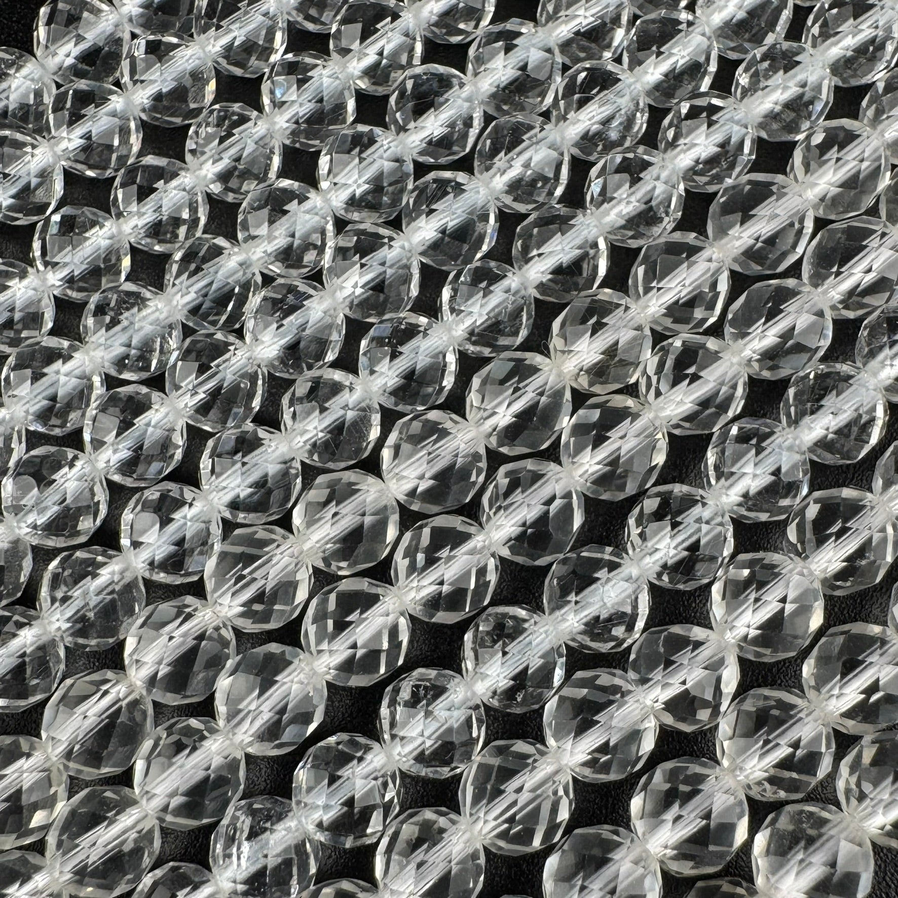 Clear Quartz Micro-Faceted Gemstone Beads - (AAA Quality)
