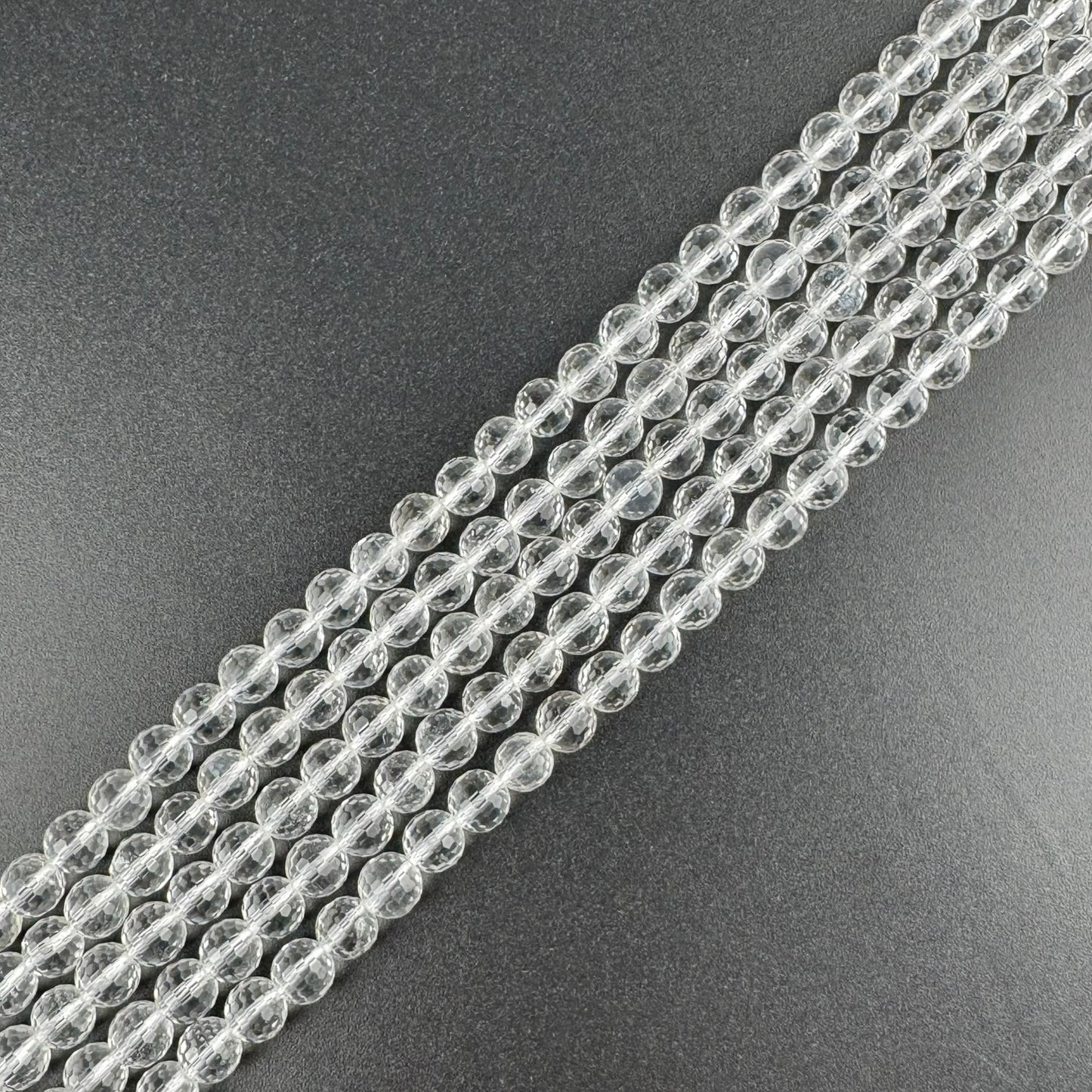 Micro-Faceted & Diamond-Cut Clear Quartz Gemstone Beads - (AAA Quality)