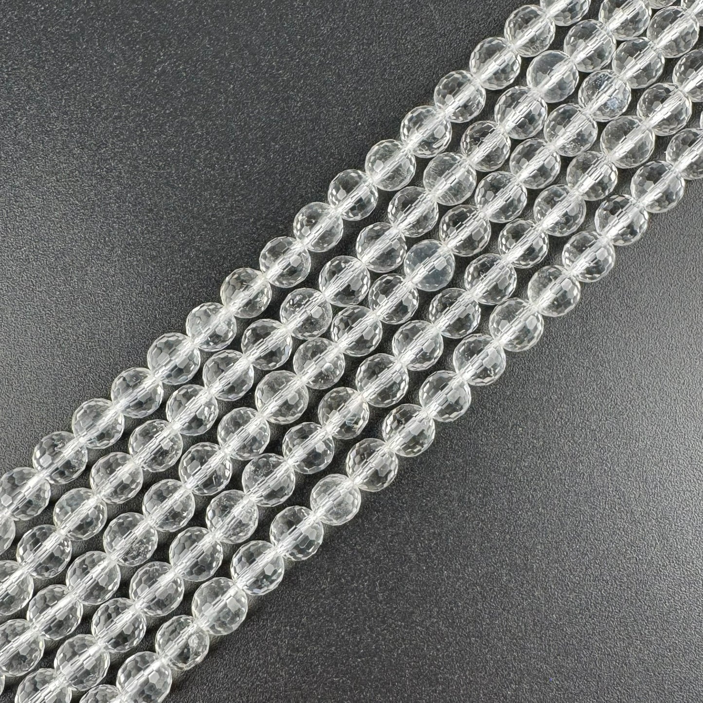 Micro-Faceted & Diamond-Cut Clear Quartz Gemstone Beads - (AAA Quality)