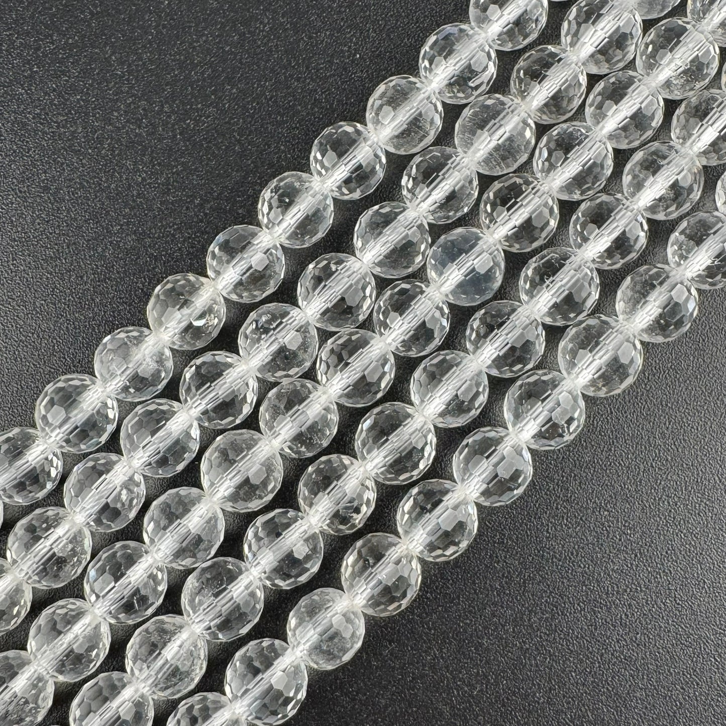 Micro-Faceted & Diamond-Cut Clear Quartz Gemstone Beads - (AAA Quality)