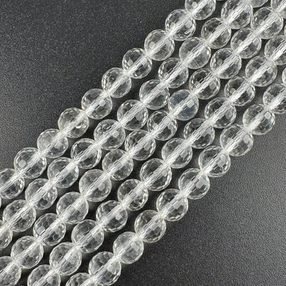Clear Quartz Micro-Faceted Gemstone Beads - (AAA Quality)