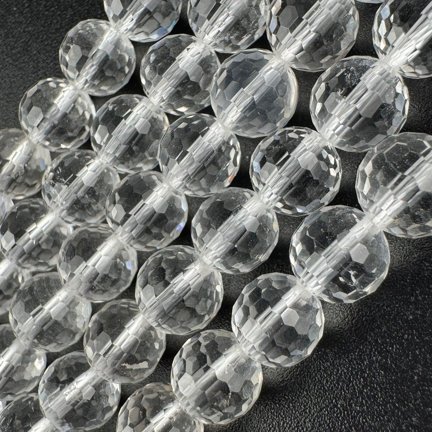 Micro-Faceted & Diamond-Cut Clear Quartz Gemstone Beads - (AAA Quality)
