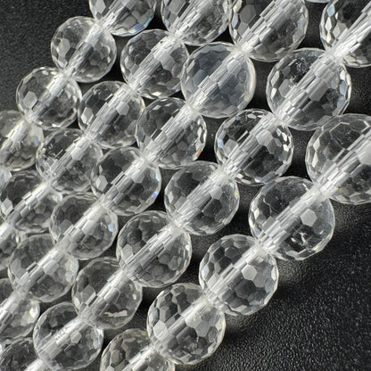 Clear Quartz Micro-Faceted Gemstone Beads - (AAA Quality)