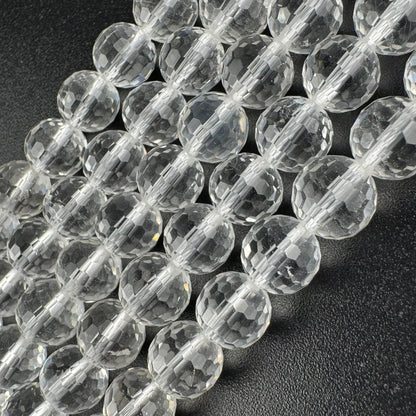 Clear Quartz Micro-Faceted Gemstone Beads - (AAA Quality)