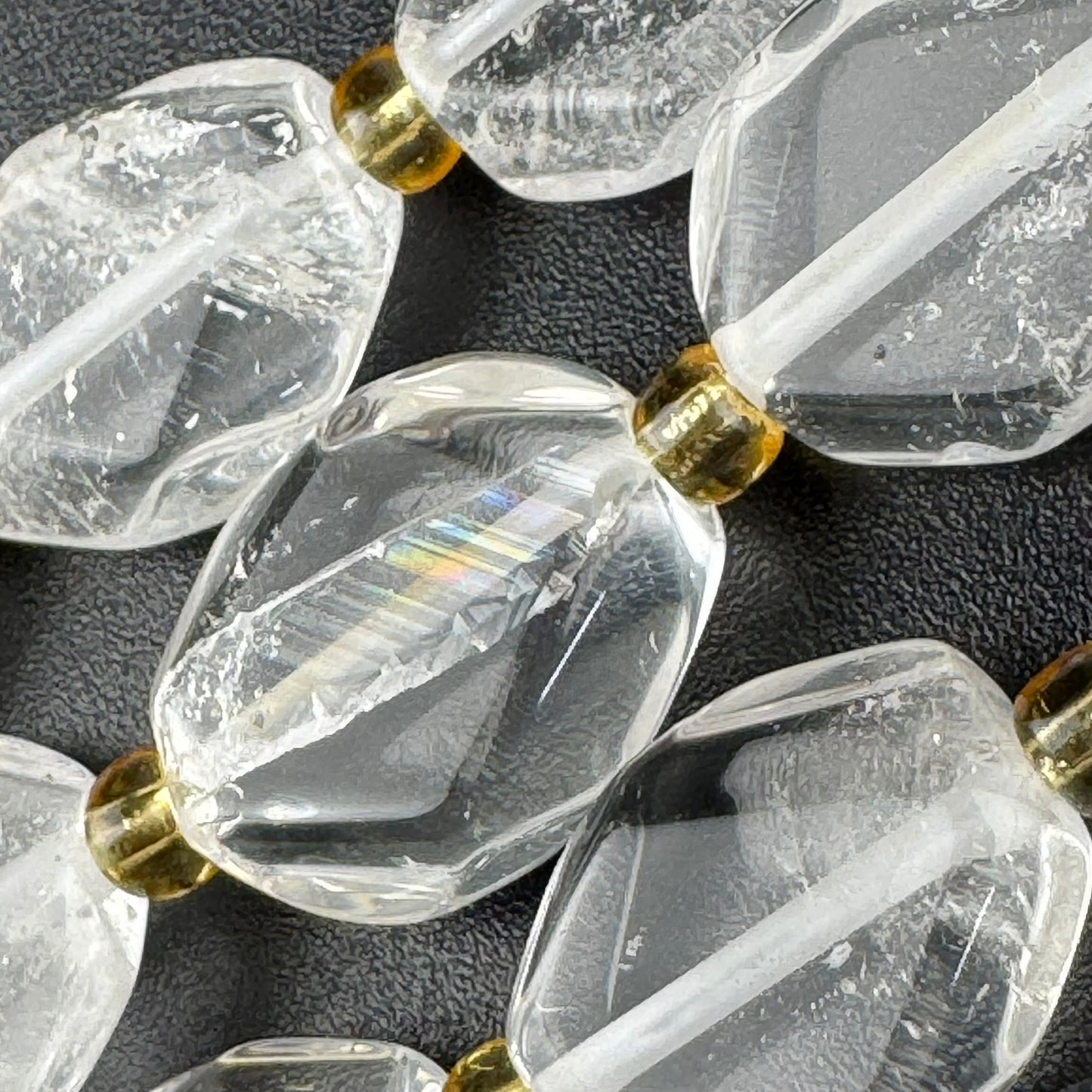Natural Clear Quartz Flat Diamond-Cut Faceted Beads