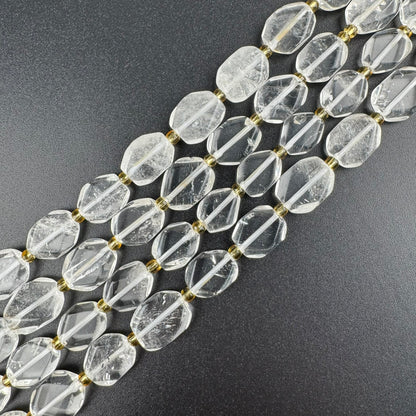 Clear Quartz Natural Flat Diamond-Cut Faceted Beads (AA Quality)