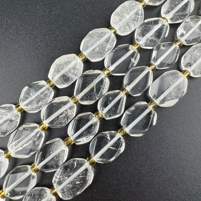 Clear Quartz Natural Flat Diamond-Cut Faceted Beads (AA Quality)