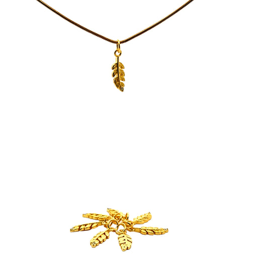 925 Sterling Silver Leaf Charm CZ