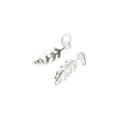925 Sterling Silver Leaf Charm CZ