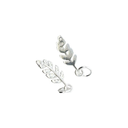 925 Sterling Silver Leaf Charm CZ