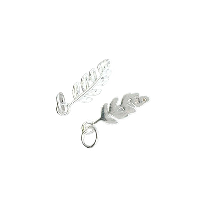 925 Sterling Silver Leaf Charm CZ