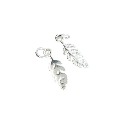 925 Sterling Silver Leaf Charm CZ