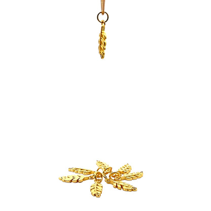 925 Sterling Silver Leaf Charm CZ