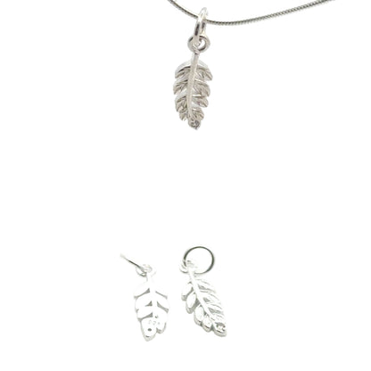 925 Sterling Silver Leaf Charm CZ
