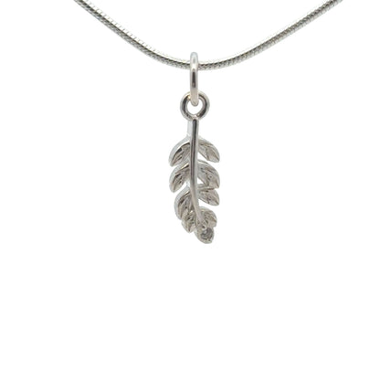 925 Sterling Silver Leaf Charm CZ