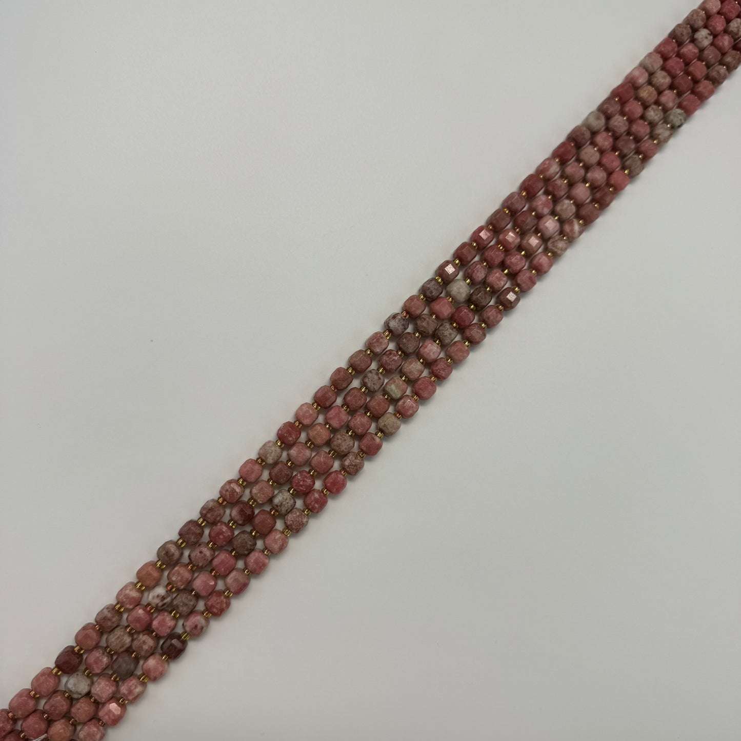 Thulite Faceted Square Beads