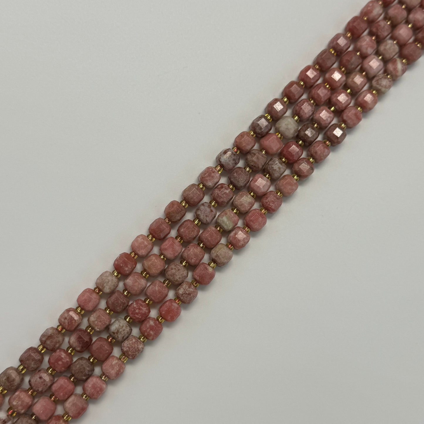 Thulite Faceted Square Beads