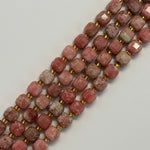 Thulite Faceted Square Beads