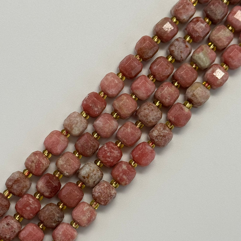 Faceted Square Semi Precious Stone Beads