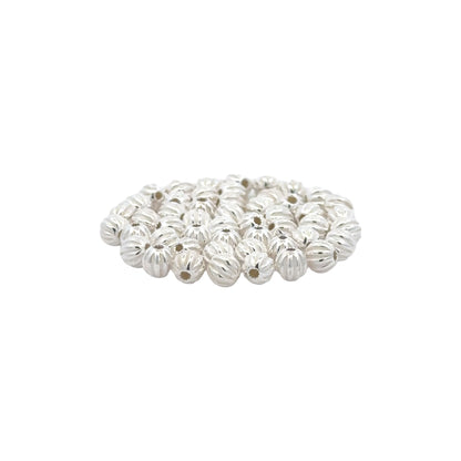 925 Sterling Silver Pack of 10 Ribbed Beads