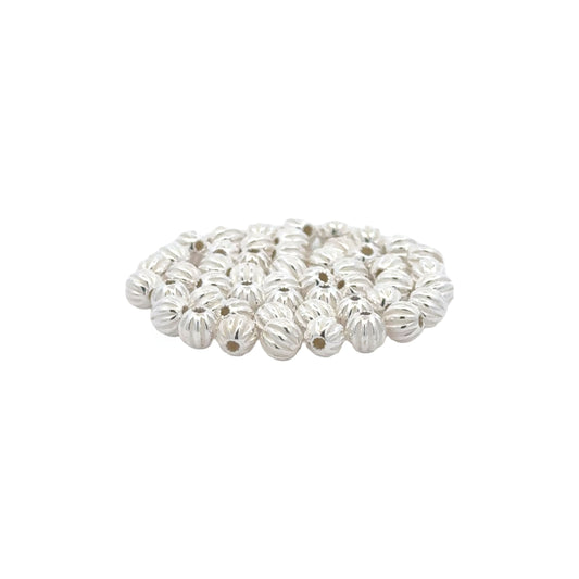 925 Sterling Silver Pack of 10 Ribbed Beads