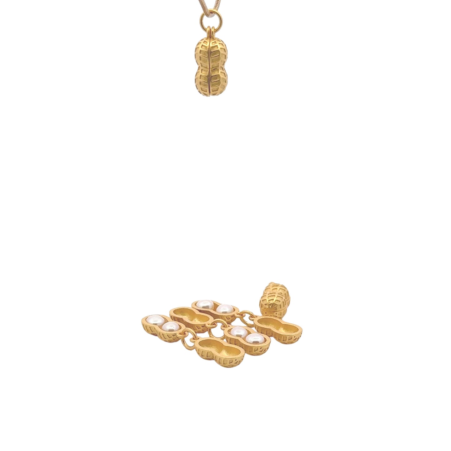 925 Sterling Silver Peanut Charm with Natural Pearls