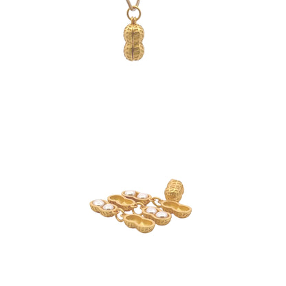 925 Sterling Silver Peanut Charm with Natural Pearls