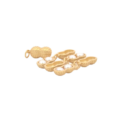 925 Sterling Silver Peanut Charm with Natural Pearls