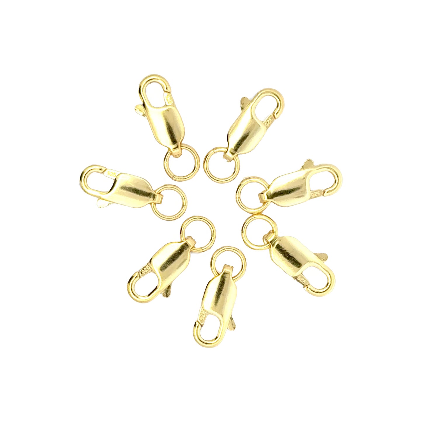 925 Sterling Silver Pack of 5 Oblong Lobster Clasp Close Jump Ring