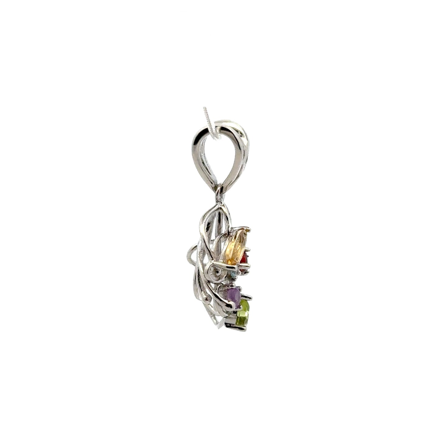 925 Sterling Silver Flaxible Wire Glue Bail with Natural Citrine, Topaz, Garrnet, Peridot, Amethyst Stones