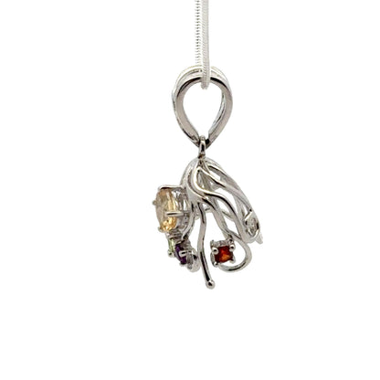 925 Sterling Silver Flaxible Wire Glue Bail with Natural Citrine, Topaz, Garrnet, Peridot, Amethyst Stones