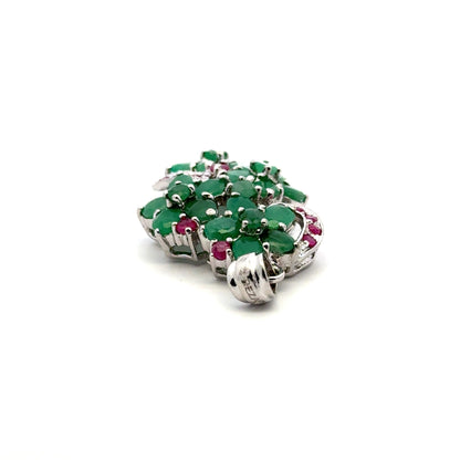 Ruby & Emerald Jewelry Set – Handmade Natural Ruby & Emerald Earrings, Pendant & Ring in 925 Sterling Silver, Rhodium Plated (Each Piece Also Sold Separately)