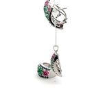 Ruby, Emerald & Sapphire Jewelry Set – Handmade Natural Ruby, Emerald & Sapphire Earrings, Pendant & Ring in 925 Sterling Silver, Rhodium Plated (Each Piece Also Sold Separately)
