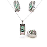 Ruby, Emerald & Sapphire Jewelry Set – Handmade Natural Ruby, Emerald & Sapphire Earrings, Pendant & Ring in 925 Sterling Silver, Rhodium Plated (Each Piece Also Sold Separately)
