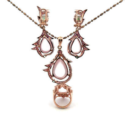 Ruby, Emerald, Star Rose Quartz, 925 Sterling Silver, Rose Gold Plated