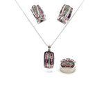 Jewelry Set: Ruby, Sapphire & Emerald (Earrings, Pendant, & Ring)