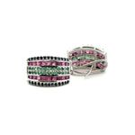 Jewelry Set: Ruby, Sapphire & Emerald (Earrings, Pendant, & Ring)